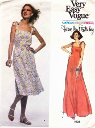 1638 Vogue FURSTENBERG 70S STRAPPY FLARE DRESS LENGTHS, BELT PATTERN 8 uncut